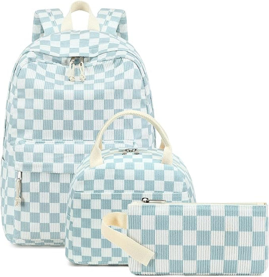 Bluboon School Backpack Set Girls Womens Laptop Bookbag Casual Daypack Fits 15 inch Laptop with Lunch Tote Bag and Pencil Bag