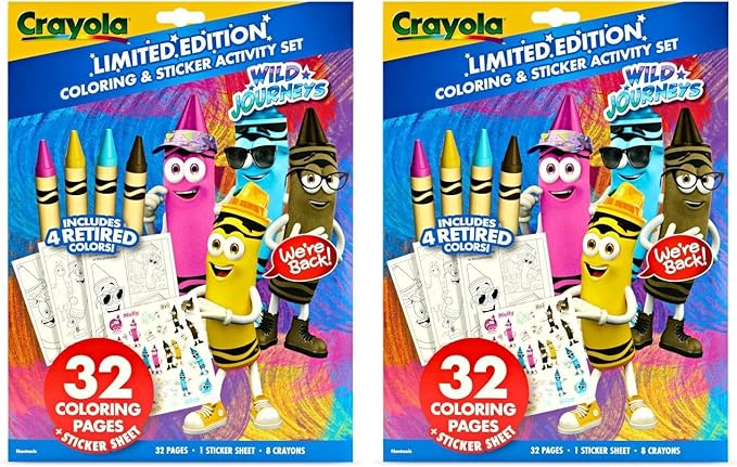 Crayola Retired Colors Coloring & Activity Set, Retired Crayons & Stickers, 32 Pgs, Gift for Kids Ages 3+ (Pack of 2)