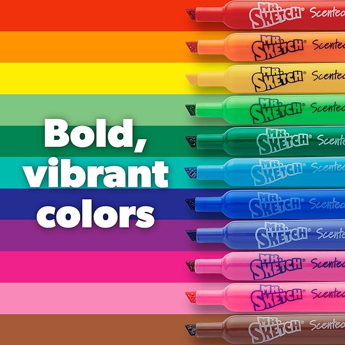 Mr. Sketch Scented Markers, Chisel Tip, Assorted Colors, 12 Count