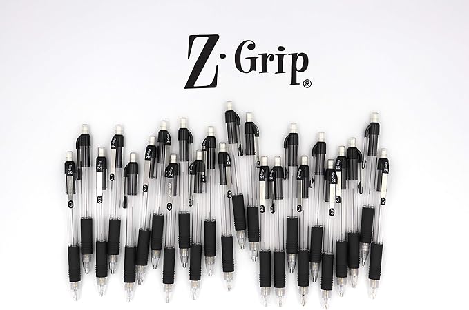 Zebra Pen Z-Grip Mechanical Pencil, 0.7mm Point Size, HB #2 Graphite, Clear Pearlescent Barrel with Black Grip, School Supplies and Teacher Supplies, 12-Pack (52410)