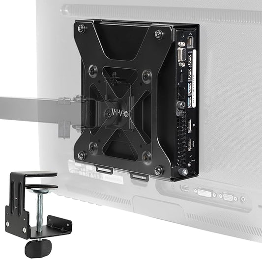 VIVO Behind Monitor VESA Mount Designed for Dell OptiPlex Micro CPU, Monitor Arm Computer Holder, Concealed Behind Screen, Desk Clamp Option, Black, Mount-DLMM1