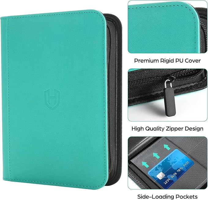 Card Binder 12 Pocket with Zipper, 816 Pockets Trading Card Holder Book, Premium PU Cover Zip Folder Binder, Side Loading Carrying Case Binder Album for TCG, MTG, Sports Cards, Game Cards