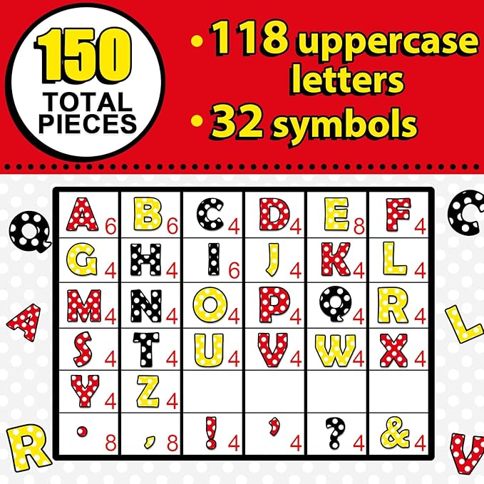 150 PCS Large 6" Bulletin Board Letters Set, Cartoon Mouse Color Classroom Alphabet Cutout Letter for Bulletin Board Display Home School, A Great Helper to Inspire Students' Learning Interest
