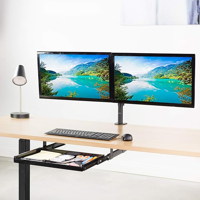 VIVO 17 inch Under Desk Slim Slide Out Pencil Drawer, Home Office Storage Organizer Tray, Black, DESK-AC04D
