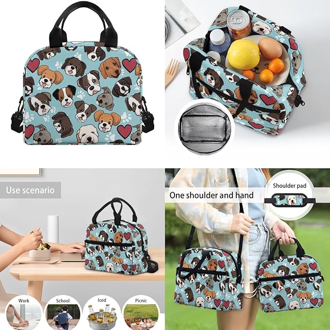 Pug Dog Backpack for Girls Boys 6-8 7-10 14-16 Kids School Bag Teen Schoolbag Elementary Kindergarten Bookbag with Lunch Bag Pencil Case Water Bottle Carrier Cover
