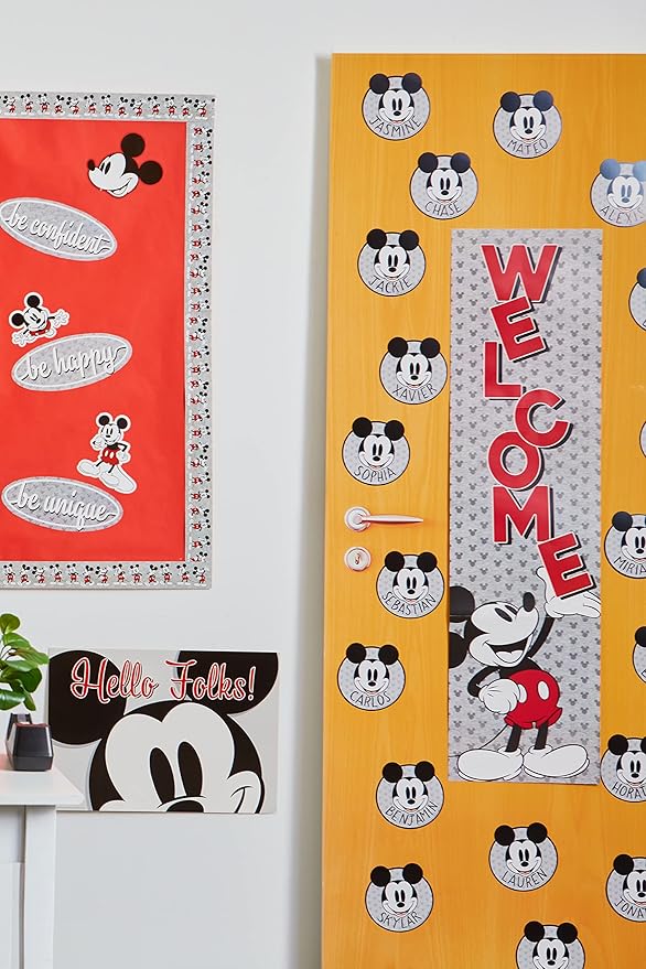Eureka Disney Retro Mickey Mouse Welcome Vertical Classroom Banner for Teachers, 12" x 45"
