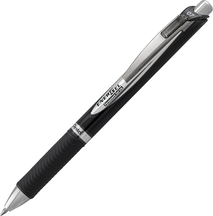 Pentel EnerGel PRO Permanent Gel Pen, (0.7mm), Medium Line, Archival and Water-Proof, Black Ink, Pack of 2 (BLP77BP2A)
