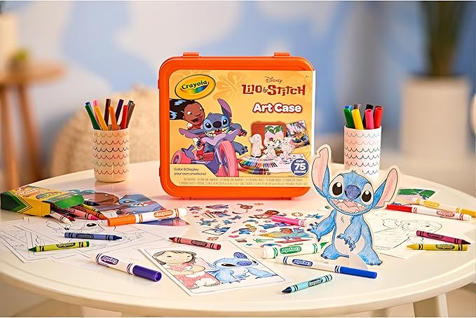 Crayola Lilo & Stitch Coloring Art Case (75+ Pcs), Markers, Crayons, Coloring Pages, Stickers & Poster, Art Kit for Kids, Lilo & Stitch Gift for Girls & Boys, 5+