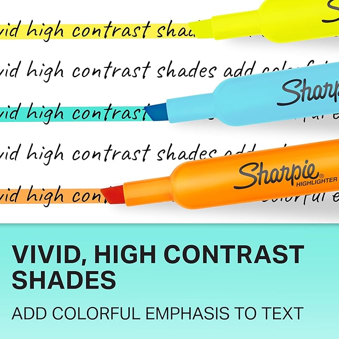 Sharpie Tank Highlighters,Chisel Tip,Assorted Fluorescent,Six Assorted Colors,- Back to School,Office,Teacher Supplies,12 Count (Pack of 6)