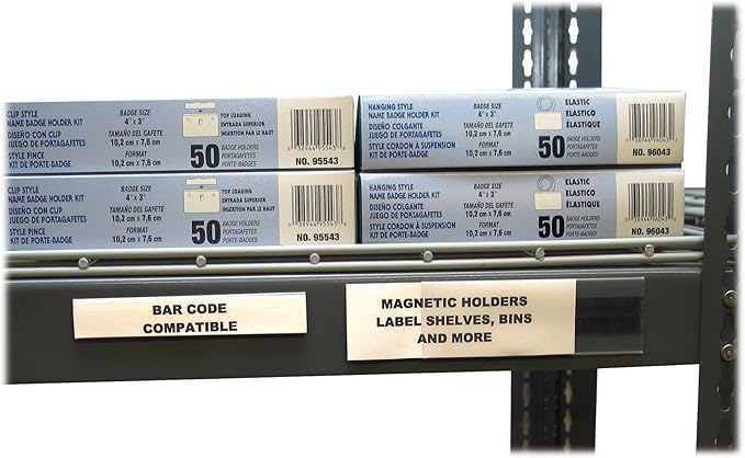 C-Line HOL-DEX Magnetic Shelf/Bin Label Holders, Side Load, 0.5 x 6, Clear, 10/Box