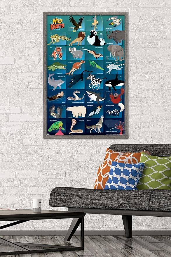 Wild Kratts - Grid Wall Poster, 34L" x 22.4W", Barnwood Framed Version