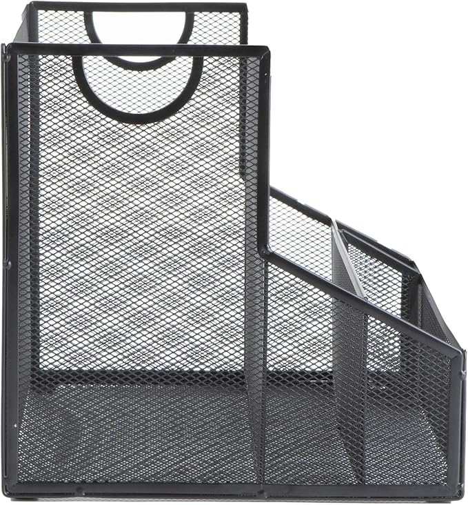 Mind Reader Desktop Organizer, Vertical File Storage, Letter Size, Office, Metal Mesh, 12.15"L x 9.5"W x 9.5"H, Black