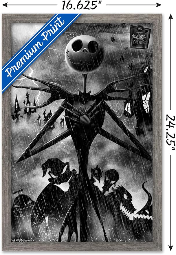 Trends International Disney Tim Burton's The Nightmare Before Christmas - Shadows Wall Poster, 22.4L x 14.7W, Barnwood Framed Version