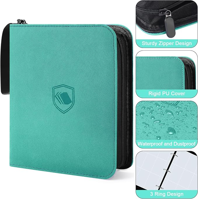 1200 Pockets Trading Card Binder, PU Cover Zipper Card Collection Album, Sturdy Card Folder Holder for MTG, TCG, Game Cards, Sports Cards
