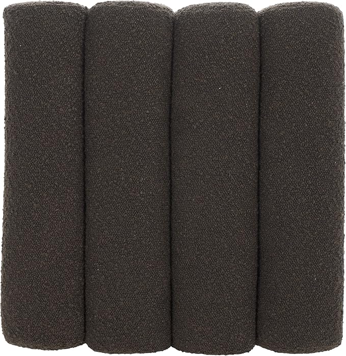 SAFAVIEH Home Collection Joseph Brown Boucle Channel Tufted Square Ottoman Seat Foot Rest (Fully Assembled)