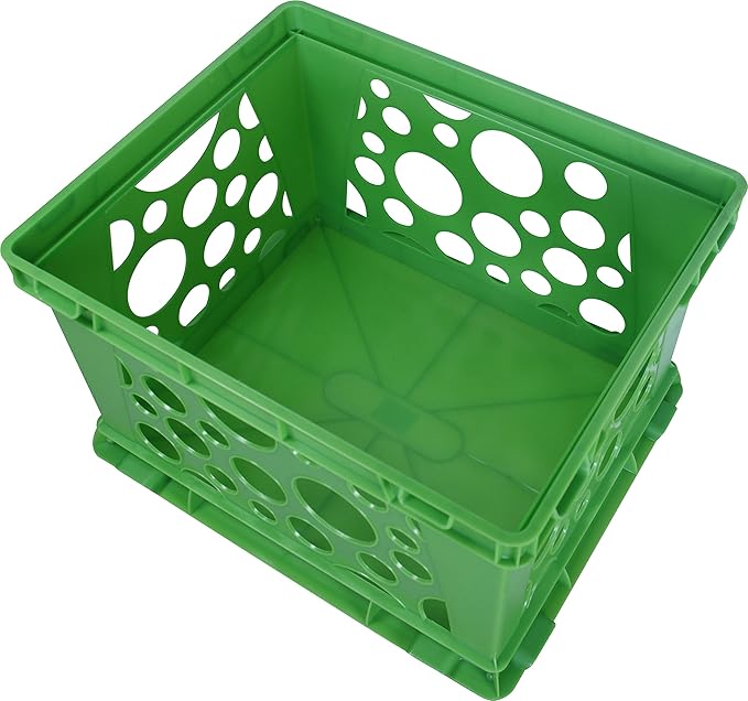 Storex Premium File Crate with Handles – Letter and Legal Document and Folder Storage, Classroom Green 3-Pack (61463C03C)