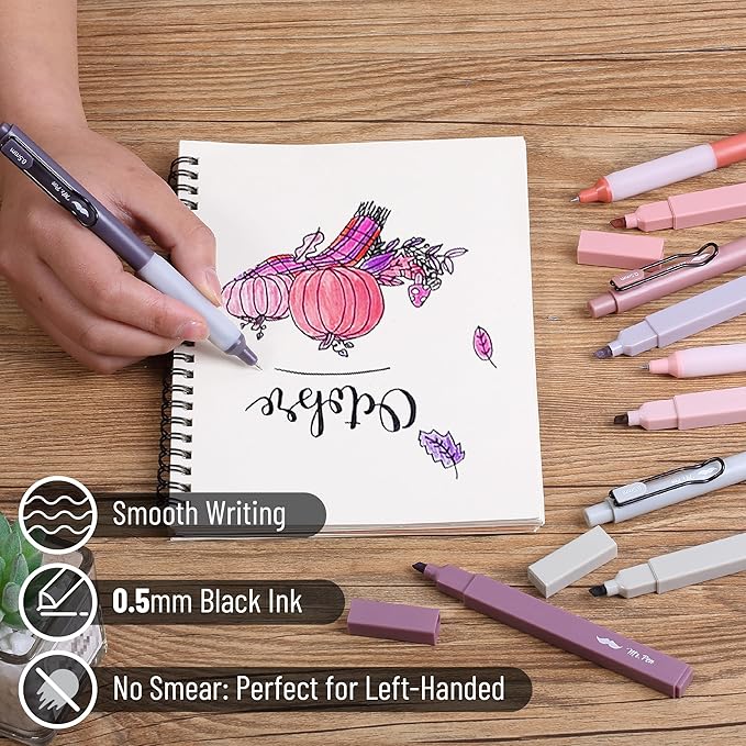 Mr. Pen- Aesthetic Highlighters and Gel Pens, 10 Pack, Pastel, Cute Highlighters Assorted Colors, Black Ink Aesthetic Gel Pens 0.5mm