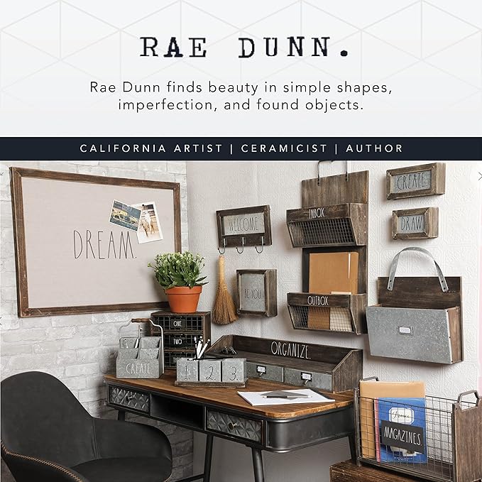 Rae Dunn Pencil Holder Cup - Spinning Metal Pen and Office Supplies 6 Compartment Desktop Organizer Caddy for Office Accessories - Great for Home, School, Classroom, Work - Round Design