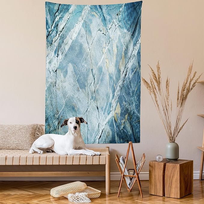 Ambesonne Marble Print Tapestry, Exquisite Granite Stone Architecture Floor Nature Faded Rock Picture, Fabric Wall Hanging Decor for Bedroom Living Room Dorm, 23" X 28", Pale Blue Grey