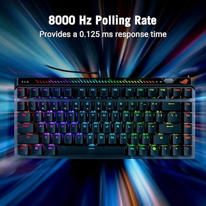 ASUS ROG Falchion Ace 75 HE Wired Analog/Hall Effect Gaming Keyboard – 75% TKL, USB, Hot Swappable HFX V2 Magnetic Switch, Rapid Trigger, 8KHz Polling, ABS Keycap, Carry Case, Web-based Config - Black