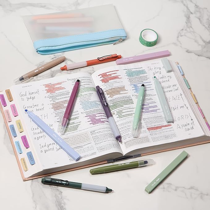 Mr. Pen Aesthetic Highlighters and Gel Pens, 18 Pack - Vintage Color Bible Highlighters No Bleed