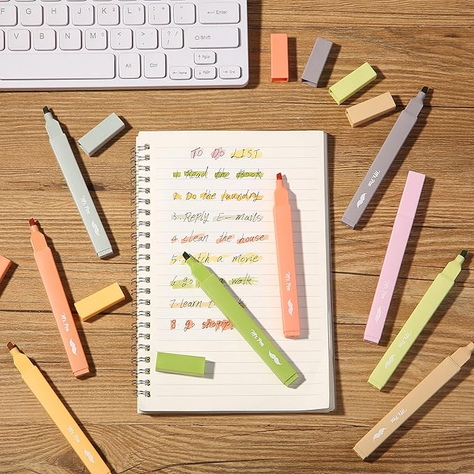 Mr. Pen- Aesthetic Highlighters, 12 pcs, Chisel Tip, Earthy Colors, Cute Highlighters Assorted Colors