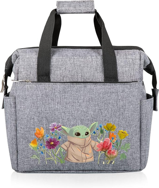 PICNIC TIME Star Wars Mandalorian Grogu On The Go Lunch Bag, Soft Cooler Lunch Box, Insulated Lunch Tote, Leak-Resistant Work Lunchbox, Reusable Thermal Cooler Bag, (Heathered Gray)