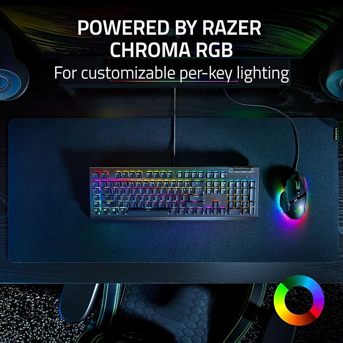 Razer BlackWidow V4 X - Mechanical Gaming Keyboard: Green Switches Tactile & Clicky, 6 Dedicated Macro Keys, Chroma RGB, Doubleshot ABS Keycaps, Media Controls, Sound Dampening & Stabilizers (Renewed)