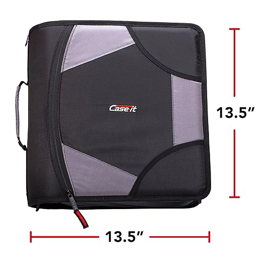 Case-it King Sized Binder 4-Inch D-Ring Jet Black | 800 Sheet Capacity | 5 Subject File Folder | With Shoulder Strap | Pack of 4