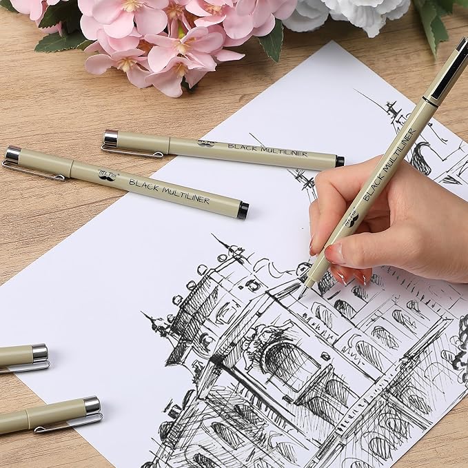 Mr. Pen 0.25mm 6 Pack Black Micro Fine Point Pens for Drawing and Sketching