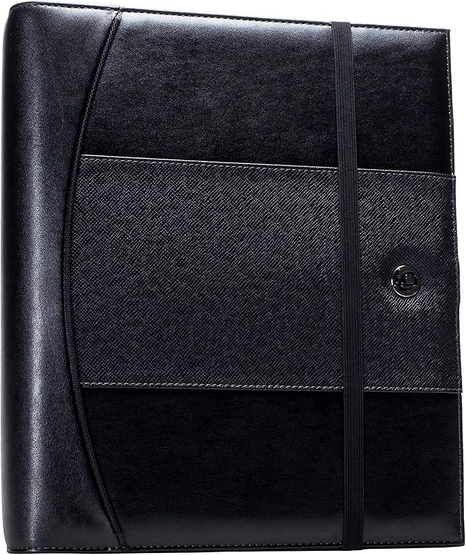 Case-it Pro Padfolio Portfolio Binder, 1 inch D-Ring Binder - 5 Tab Expanding File Folder, Multiple Pockets - Black (LL-PRO-243)