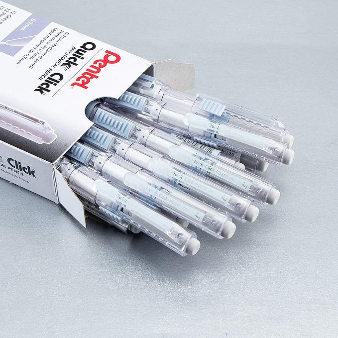 Pentel Quick Click Mechanical Pencil, (0.7mm), Medium, Gray Barrel, Box of 12 Pencils (PD217N)