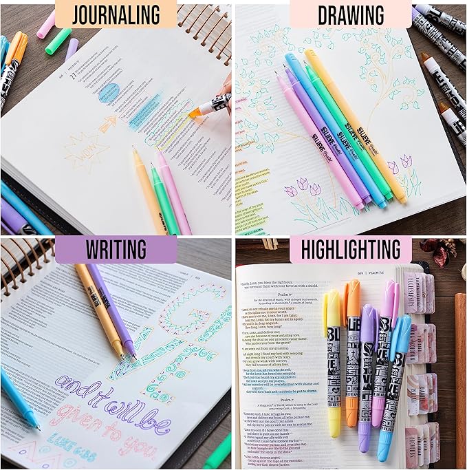 BLIEVE- Bible Highlighters No Bleed Through Assorted Colors, Cute Highlighter For Journaling Office Supplies And Accessories, Bible Highlighters And Pens No Bleed Chisel Tip (MUTED PASTEL)