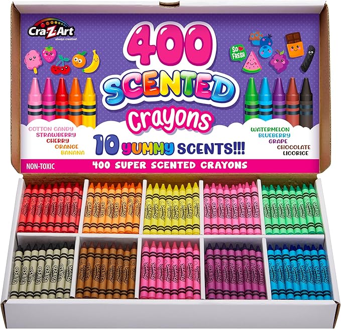 Cra-Z-Art Scented Crayon Bulk Pack 400ct 10 Assorted Colors & Delicious Scents, Great For Back To School, In Classroom & Supply Room For Teachers, Birthday Party Favor Bags