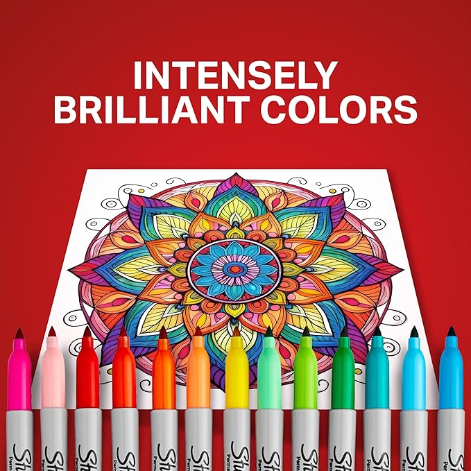 Sharpie Electro Pop Permanent Markers, Fine Tip, Marker Set, Assorted Colors, 24 Count - Coloring, Drawing, Art, Markers, Writing