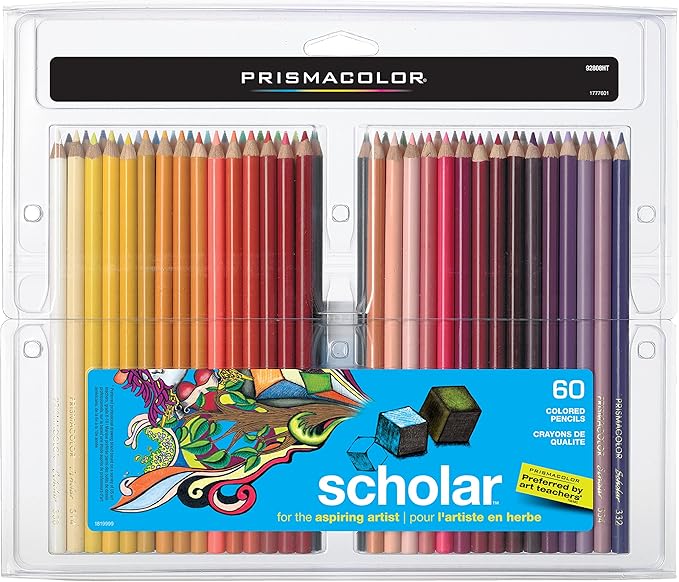 Prismacolor Scholar Colored Pencils, 60 Count - Vibrant Colors, Art Supplies, Drawing, Coloring, For Beginner Artists