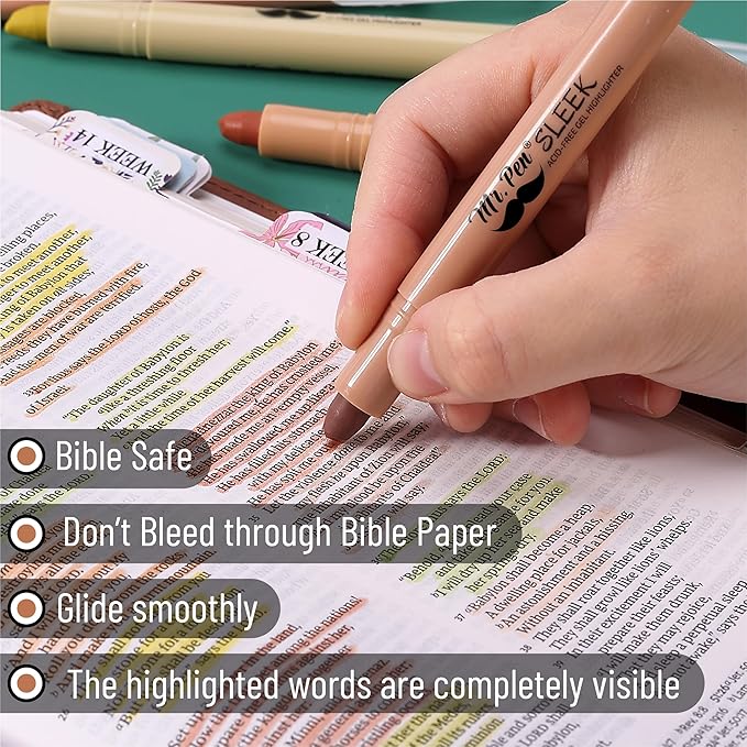 Mr. Pen- Gel Highlighter Set, 16 Pack, Assorted Colors, Bible Highlighters No Bleed Gift Set, No Bleed Highlighters