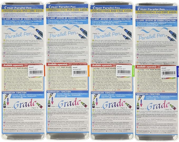 PILOT Parallel Calligraphy Pen Set, 1.5 mm, 2.4 mm, 3.8 mm and 6 mm with Bonus Ink Cartridge (P9005SET)