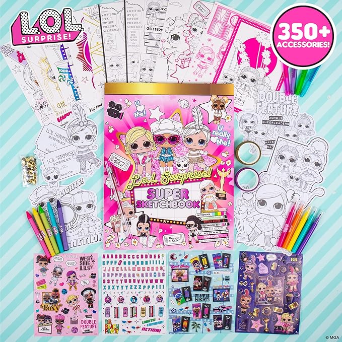 L.O.L. Surprise! O.M.G. Ultimate Fashion Designer by Horizon Group USA, Color & Create Outfits & Make-Up Looks for The O.M.G. Sisters, Includes 2 Sketchbooks, 5 Surprises, Stickers, Stencils & More