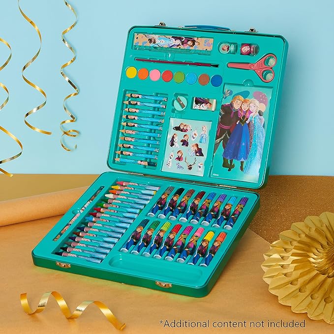 Disney Colored Pencils Art Supplies Drawing Kit School Supplies Painting Girls Drawing Pencils Art Kit Travel Case with Crayons Arts and Crafts for Kids 4-12 (Blue/Multi)