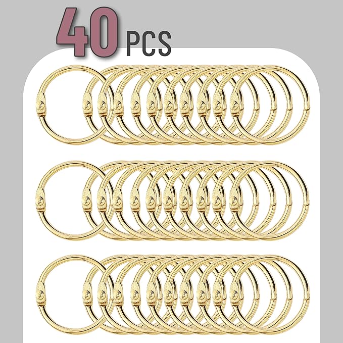 Mr. Pen- Loose Leaf Binder Ring, 40 Pack, Gold Binder Rings 1 Inch, Book Rings