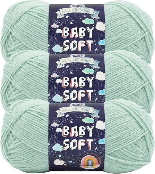 Lion Brand Yarn, Baby Soft Baby Blanket Yarn for Crocheting, Knitting, and Crafts, Dusty Green, 3 Pack