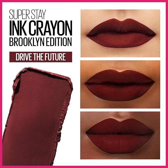 Maybelline New York Maybelline Super Stay Ink Crayon Matte Longwear Lipstick Makeup, Drive The Future, 0.04 Ounce ., 165 Drive The Future, 0.04 ounces (Pack of 2)