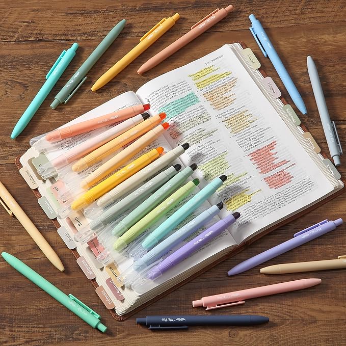 Mr. Pen- Bible Highlighters and Pens, 24 Pack, Gel Highlighters, Serene Colors No Bleed, Colored Gel Pens, Aesthetic, Cute