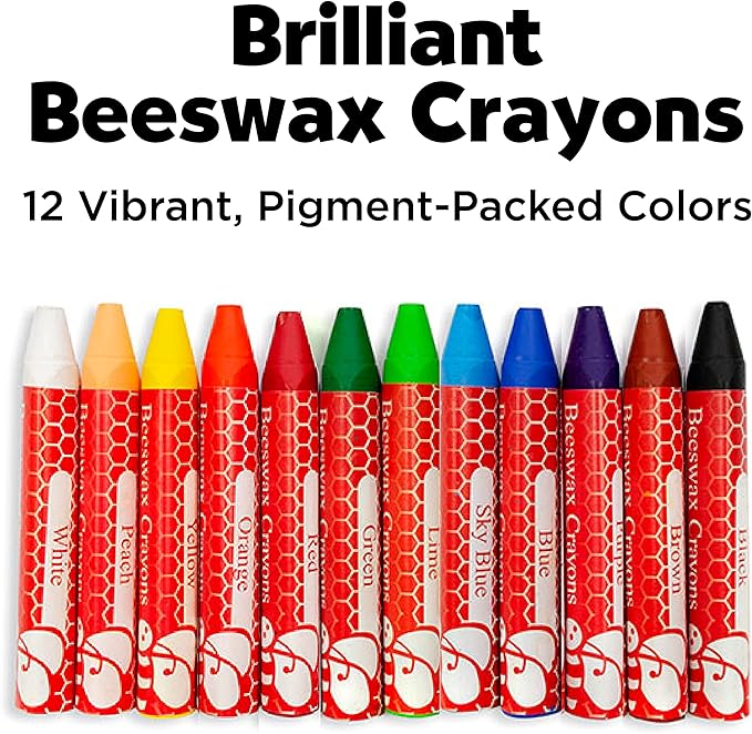 Faber-Castell Beeswax Crayons in Durable Storage Case: Non-Toxic Jumbo Triangle Crayons, Travel-Friendly Toddler Art Supplies for Kids (Ages 3+) (12 Count)