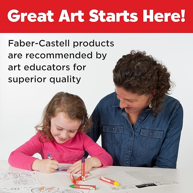Faber-Castell Beeswax Crayons in Durable Storage Case: Non-Toxic Jumbo Triangle Crayons for Toddlers, Travel-Friendly Toddler Art Supplies for Kids (Ages 3+) (24 Count)
