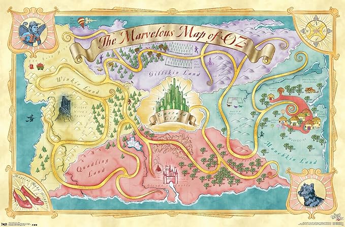 The Wizard Of Oz - Map Wall Poster, 22.4L" x 14.7W", Premium Unframed Version