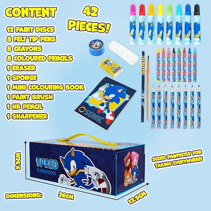 SONIC THE HEDGEHOG Colored Pencils Art Supplies Kids Drawing Kit School Supplies Set Coloring Painting Drawing Pencils Crayons Gifts for Boys
