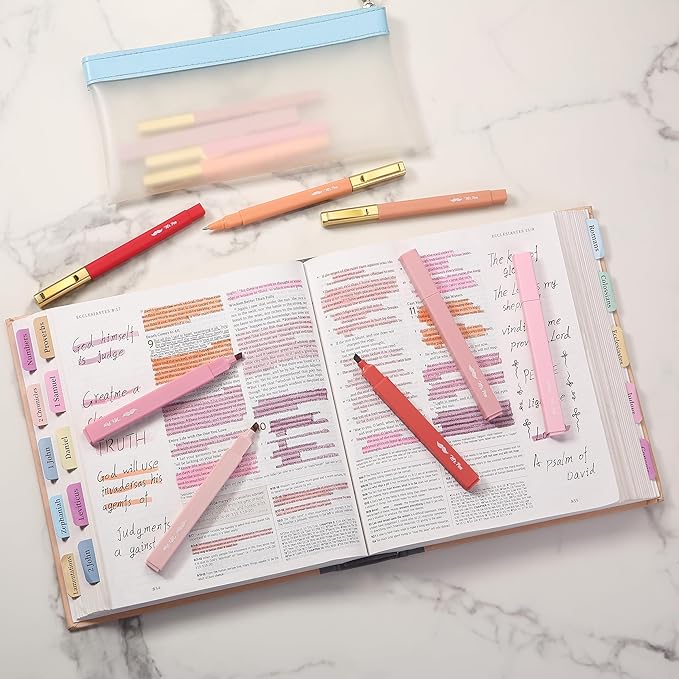 Mr. Pen- Aesthetic Highlighters and Pens, 12 Pack, Shades of Pink, No Bleed Bible Highlighters and Pens, Black Ink