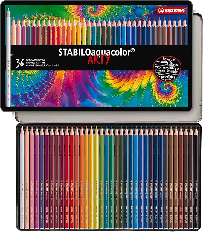 STABILO Aquarellable Coloring Pencil - STABILOaquacolor - Tin of 36 - Assorted Colors